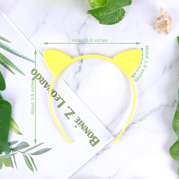 Girls Glossy Cat Ears Simple Comfortable Plastic Cat Ears Headband - Picture 2 of 7